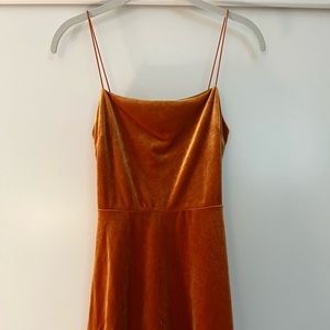 Rust Orange Velvet Mini Dress